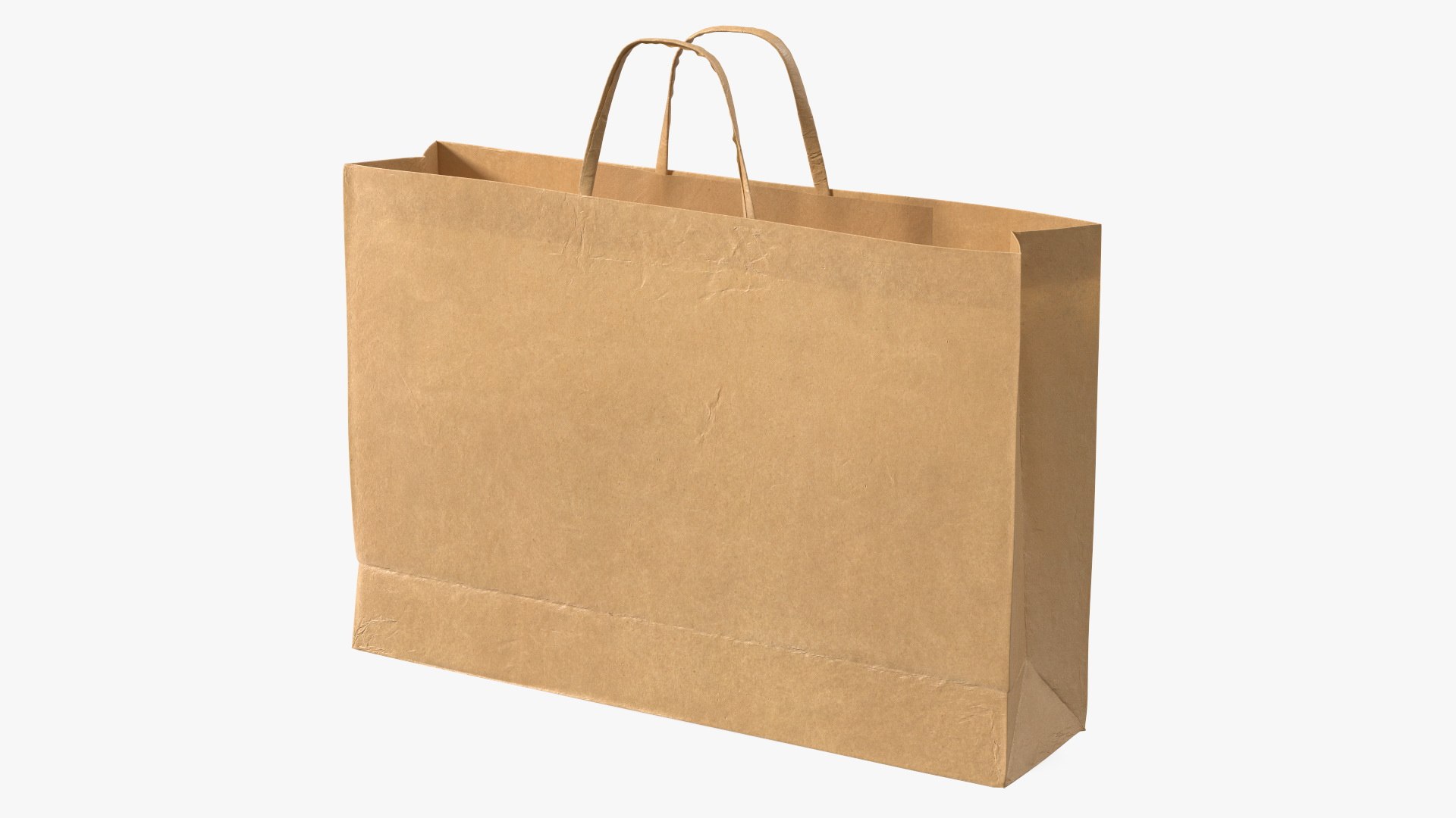 Brown Paper Shopping Bag 3D model preview