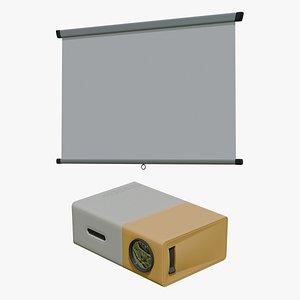 Portable Projector with Pull-Down Projection Screen 3D model