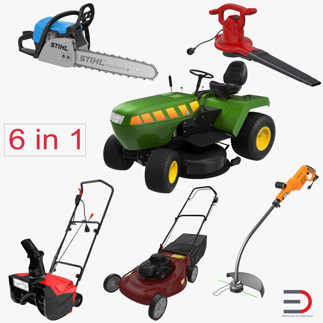 Garden Power Tools 3D Models Collection 3D model preview