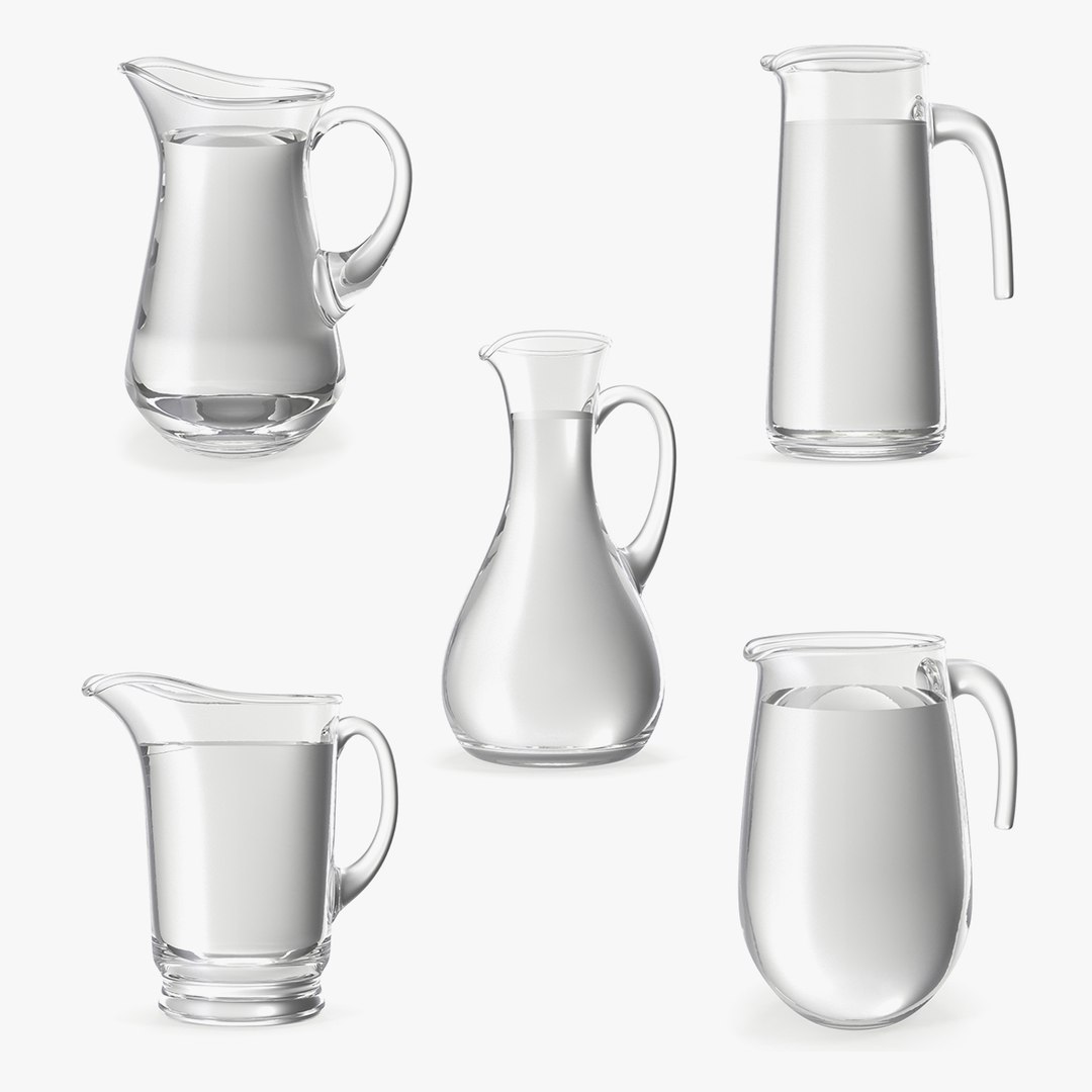 Glass Jugs With Water Collection 2 3D model preview