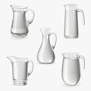Glass Jugs With Water Collection 2 3D