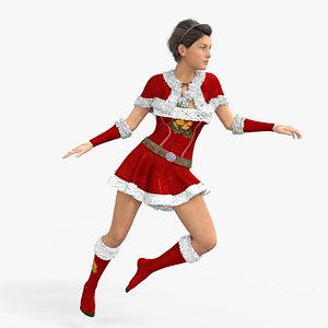 Santa Helper Rigged With Outfit Low-poly 3D model 3D model