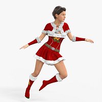 Santa Helper Rigged With Outfit Low-poly 3D model