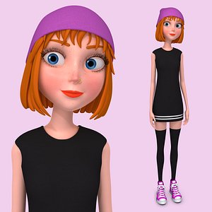 cartoon girl rachel rigging 3D model