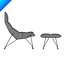 Jehs Laub Lounge Chair and Ottoman-Wire Base-Fixed Back