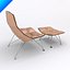 Jehs Laub Lounge Chair and Ottoman-Wire Base-Fixed Back