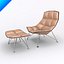 Jehs Laub Lounge Chair and Ottoman-Wire Base-Fixed Back