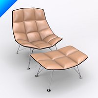 Jehs Laub Lounge Chair and Ottoman-Wire Base-Fixed Back