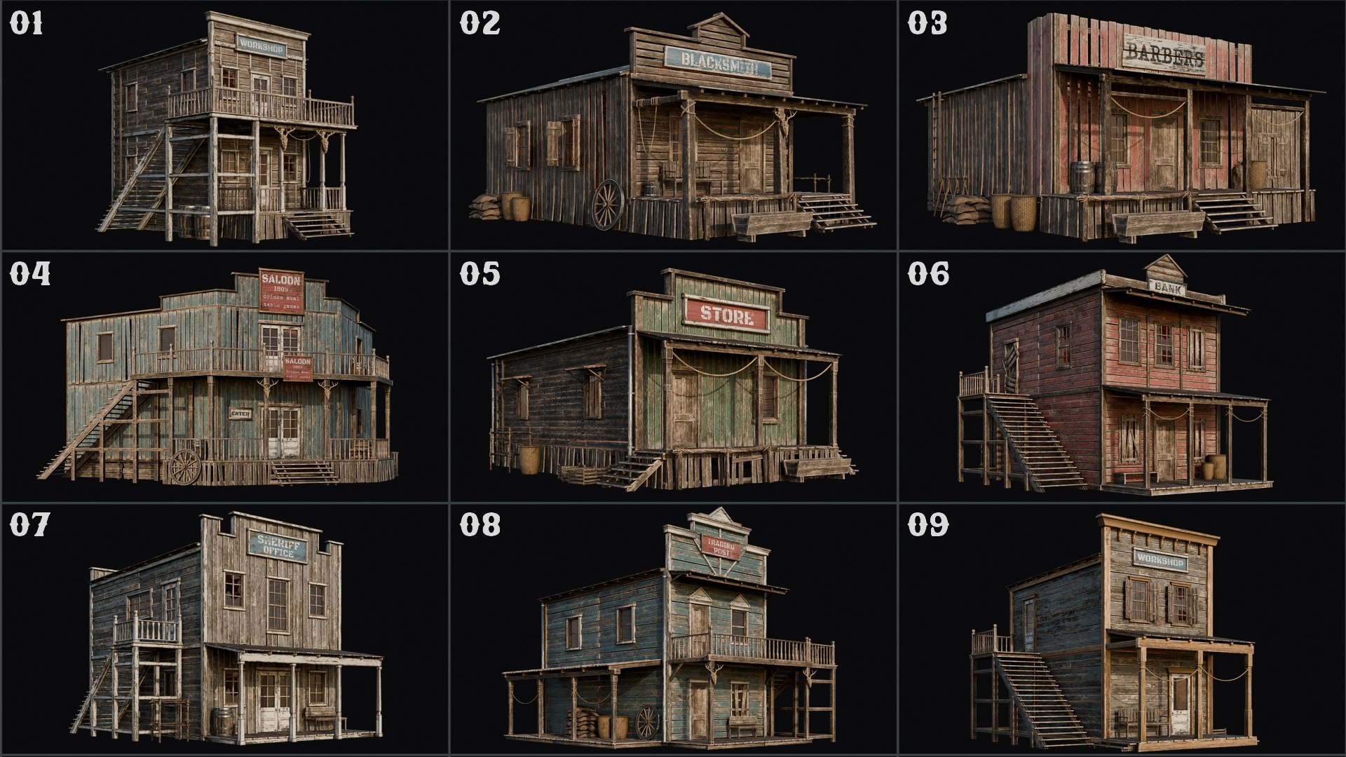 3D Model WILD WEST - 50 BUILDINGS 4K WESTERN PACK - TurboSquid 2259575