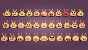 rabbit emoticons 3D