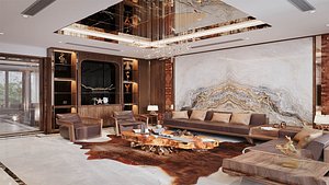 3D model Living room 01 - House of Mr Hao - Maiholuxury - MAX FBX OBJ SKP DAE Simlab