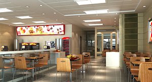 fast food restaurant interior 3D model
