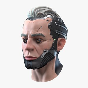 3D stylized cyborg head model
