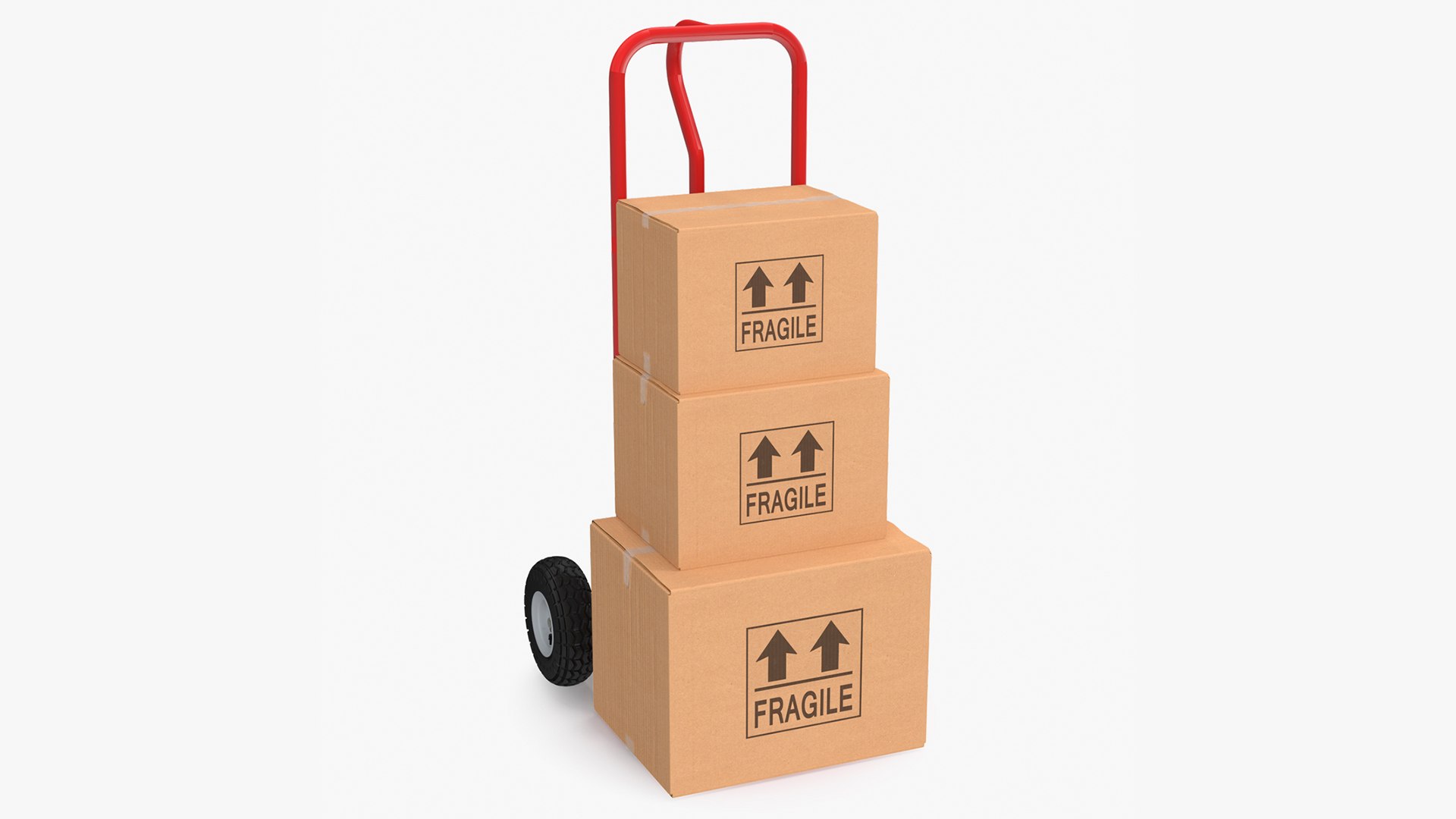Handtruck with Boxes 3D model preview