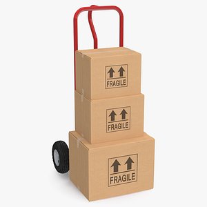 3D Handtruck with Boxes