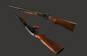3D minton shotguns melee firearms model