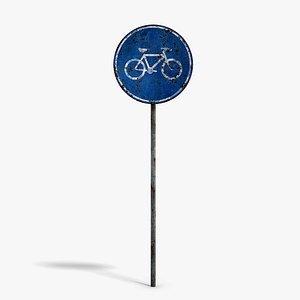 3D Damaged Bike Road Sign