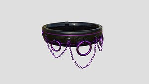 3D Choker Collar B03 Black Purple - Character Design Punk Gothic model