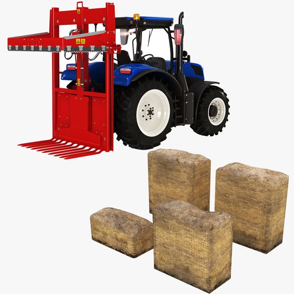 3D model Tractor With Silage Cutter and Silages Collection
