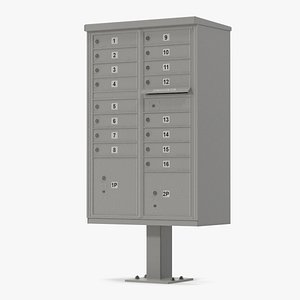 3D Grey Sixteen Door Parcel Cluster Mailbox model