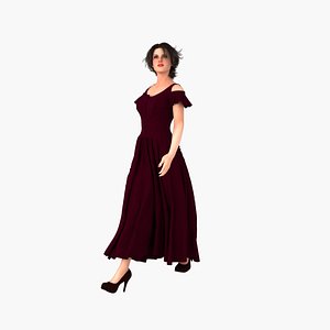 3D Mary in Formal  Red Gown