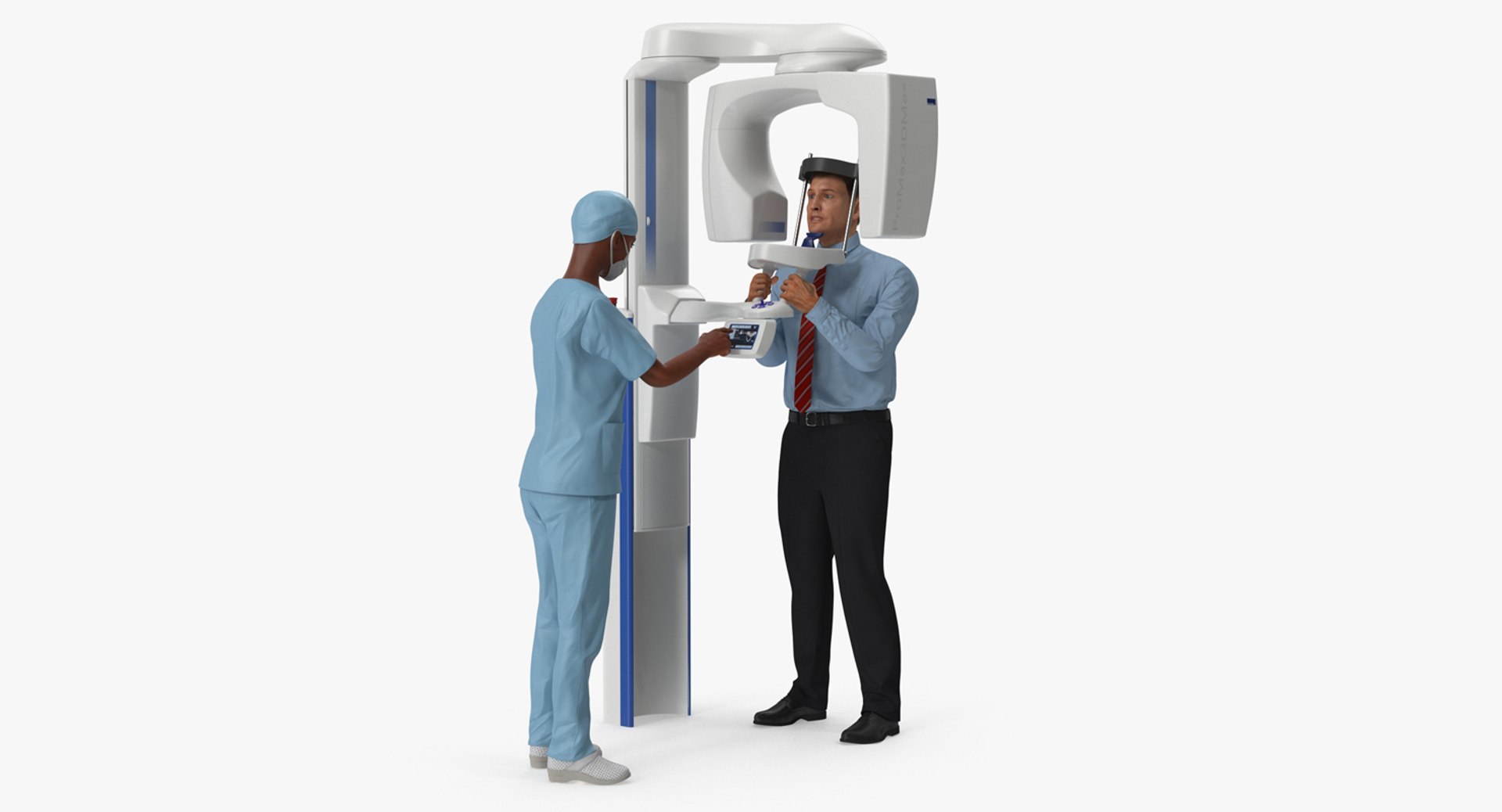 Dental Equipment with Doctor and Patient Rigged for Cinema 4D 3D model preview