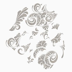 14 Decorative Scrolls low poly