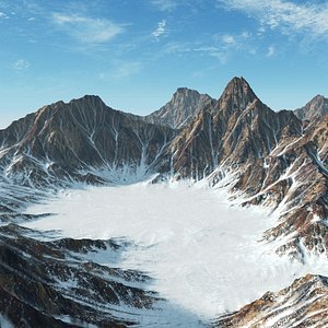3D snow mountain range landscape