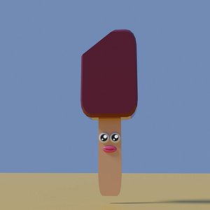 3D Cartoon chocolate popsicle or ice cream