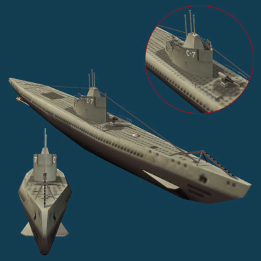 3d russian s7 1941 submarine model