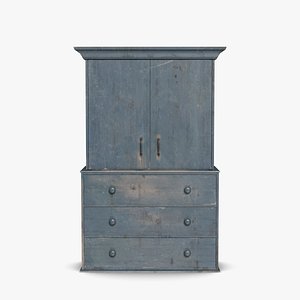 3D Wooden Cabinet Blue 04
