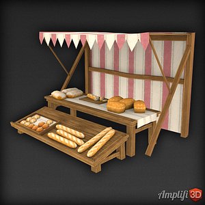 3d model of market stall bread