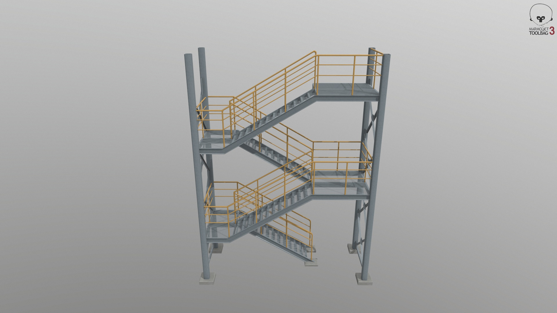 3D Fire Escape Stair PBR Unwraped Modular Two Levels - TurboSquid 2400509