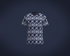 3D T-shirt with shibori dye print and short sleeve with white tipping