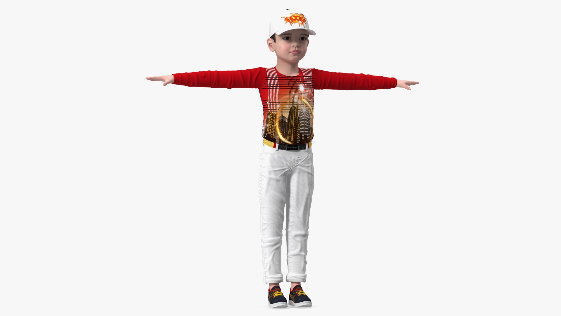 Asian Child Boy Street Style Rigged 3D model preview