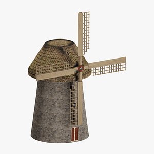 Water Pumping Windmill Animated 3D Model