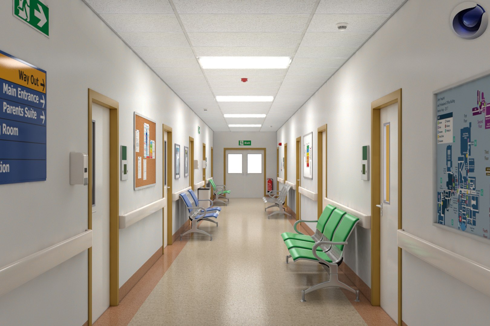 3D hospital hall model - TurboSquid 1452619