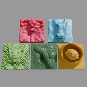 3D Horned Skull Animal Tile Set