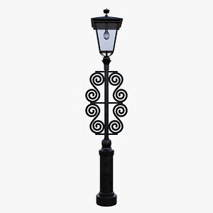Victorian Street Lamp Post Ornamental Cast Iron 3D Model 3D model