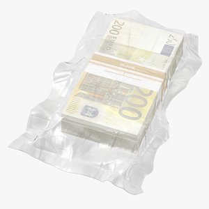 Wrapped Bills of Money - 200 Euro Stacks 01