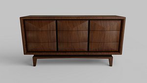 3D Wooden Cupboard Retro Design Low Poly