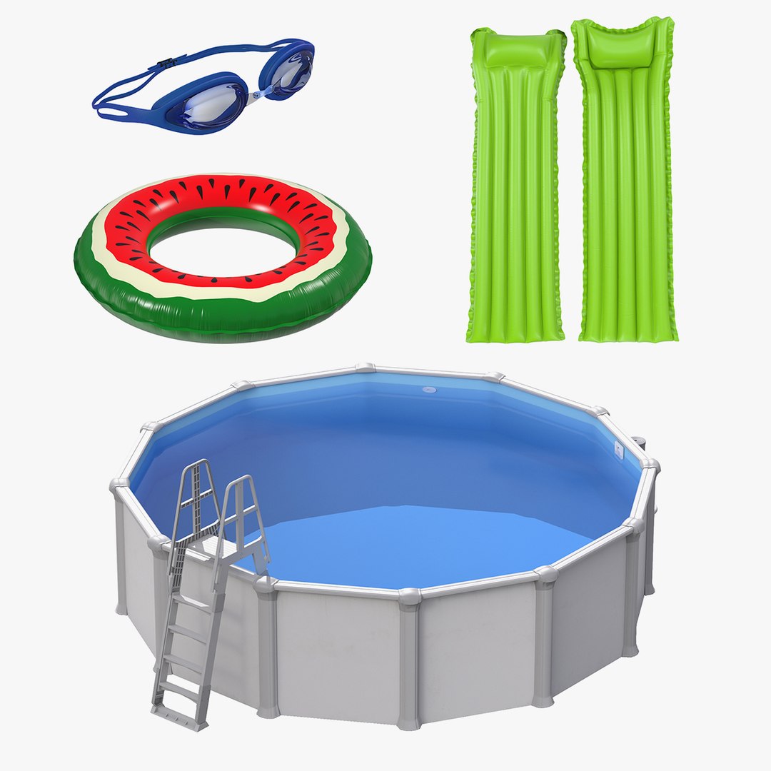 Swimming Pool and Accessories Collection 3D model preview