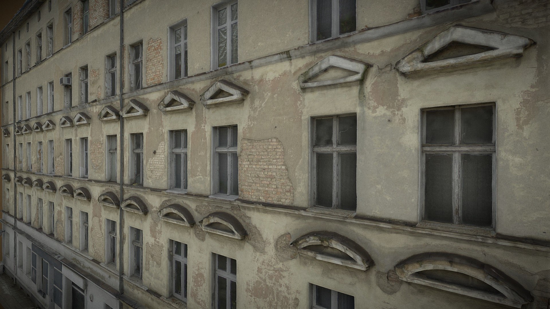 3D Facade Of A Tenement House With Falling Plaster - TurboSquid 2240224