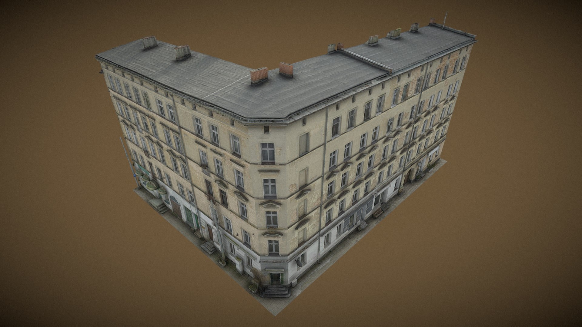 3D Facade Of A Tenement House With Falling Plaster - TurboSquid 2240224