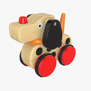 3D wooden dog wood model