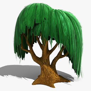 3d model willow cartoon tree