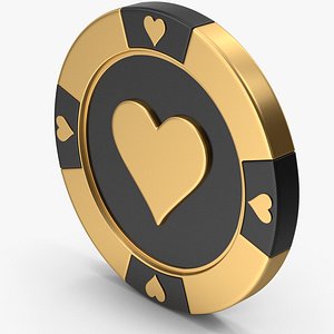 Gold Casino Chip Heart 3D