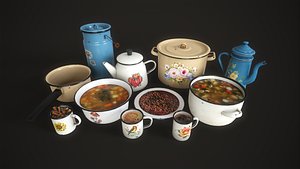 Enamel tableware set