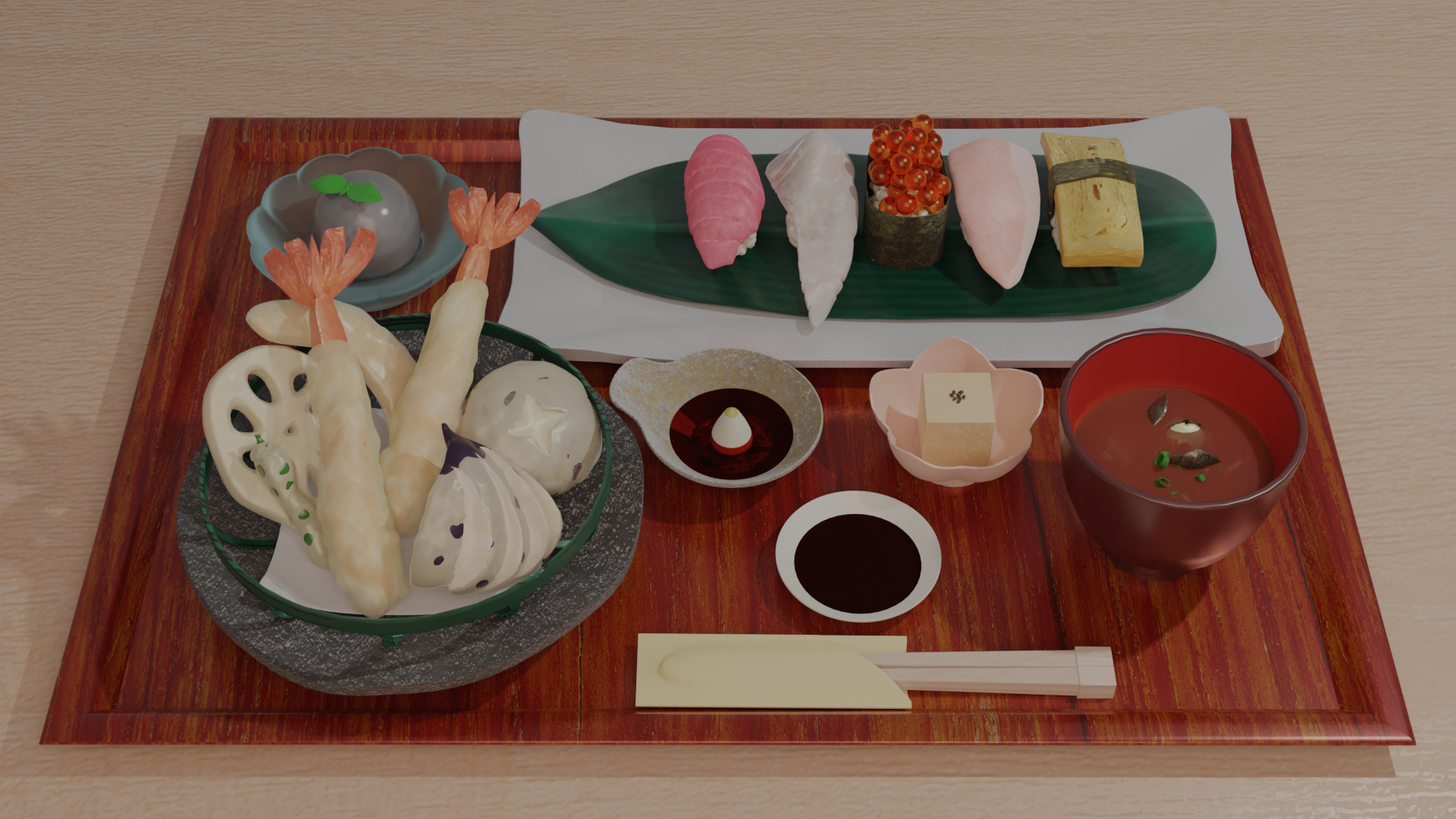 Sushi And Tempura Set Meal 3D Model - TurboSquid 1996292