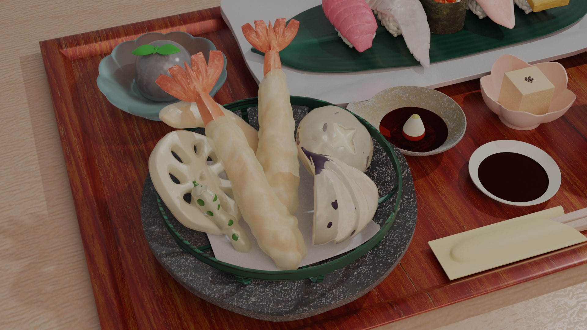 Sushi And Tempura Set Meal 3D Model - TurboSquid 1996292